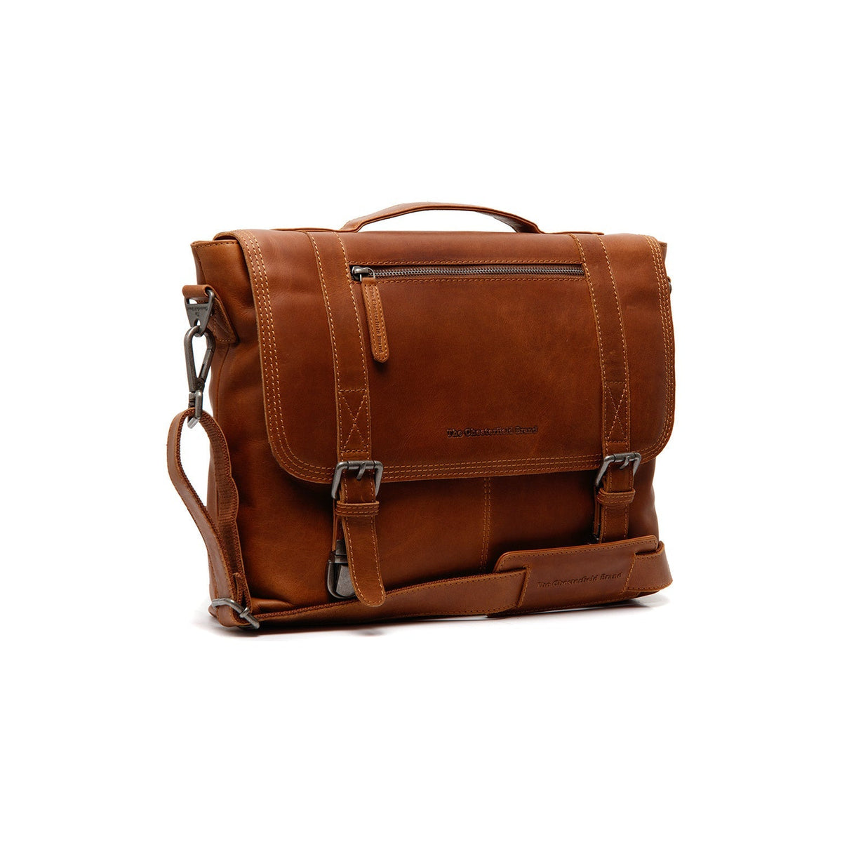 Veneto Full-Grain Leather Laptop Bag da Donna in Classic 100% Full-Grain Leather - Full Exterior Front Profile View | Acquista online
