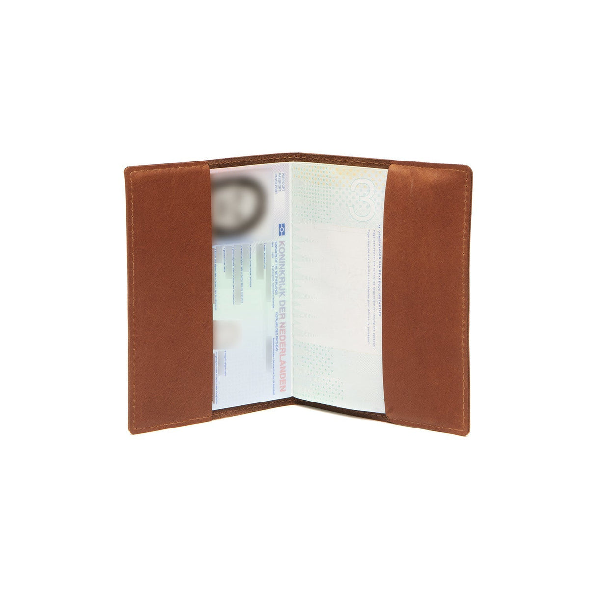 Cognac Leather Passport Case da Donna, detail view 3