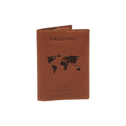 Cognac Leather Passport Case da Donna, front view