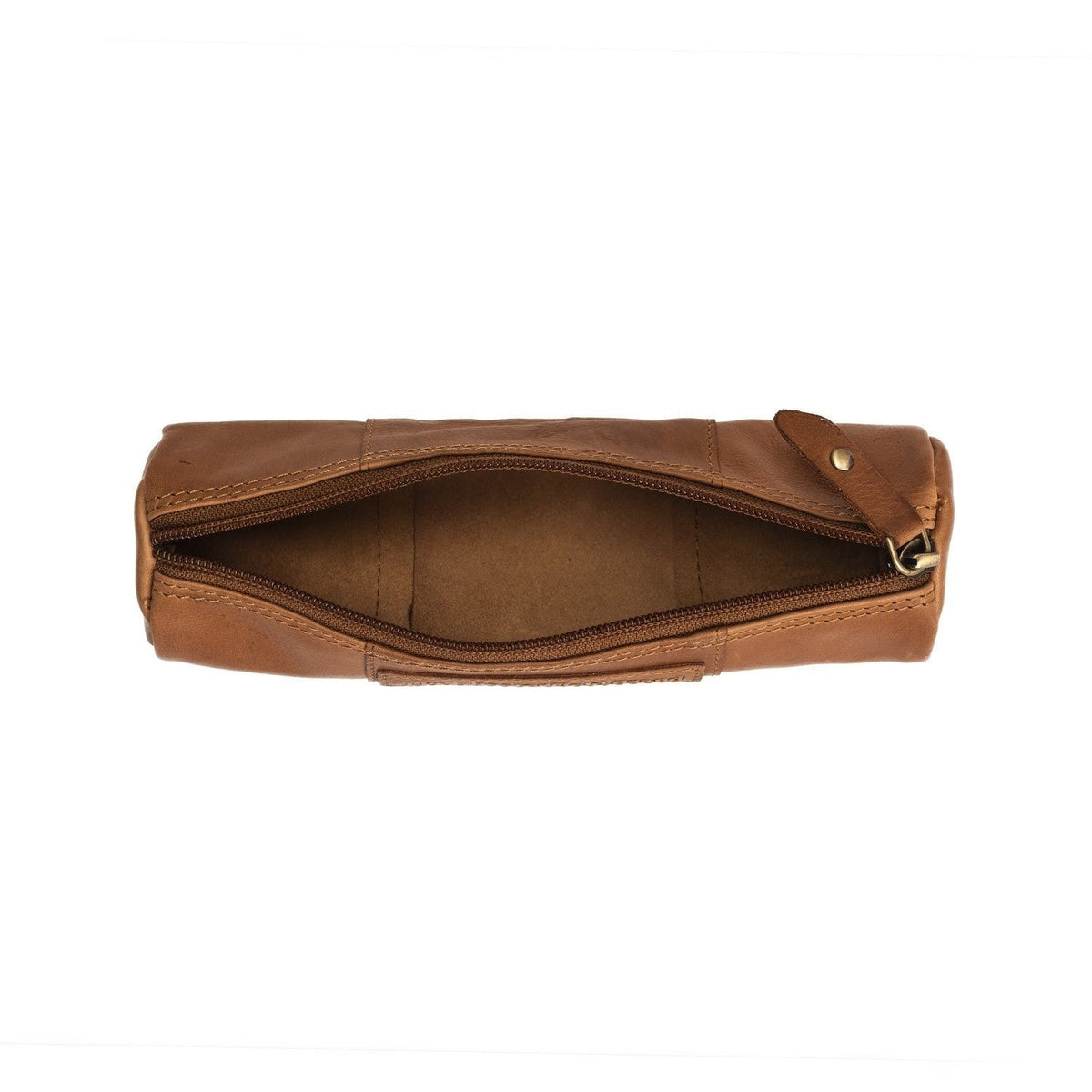 Cognac Leather Pencil Case Lea da Donna, detail view 1
