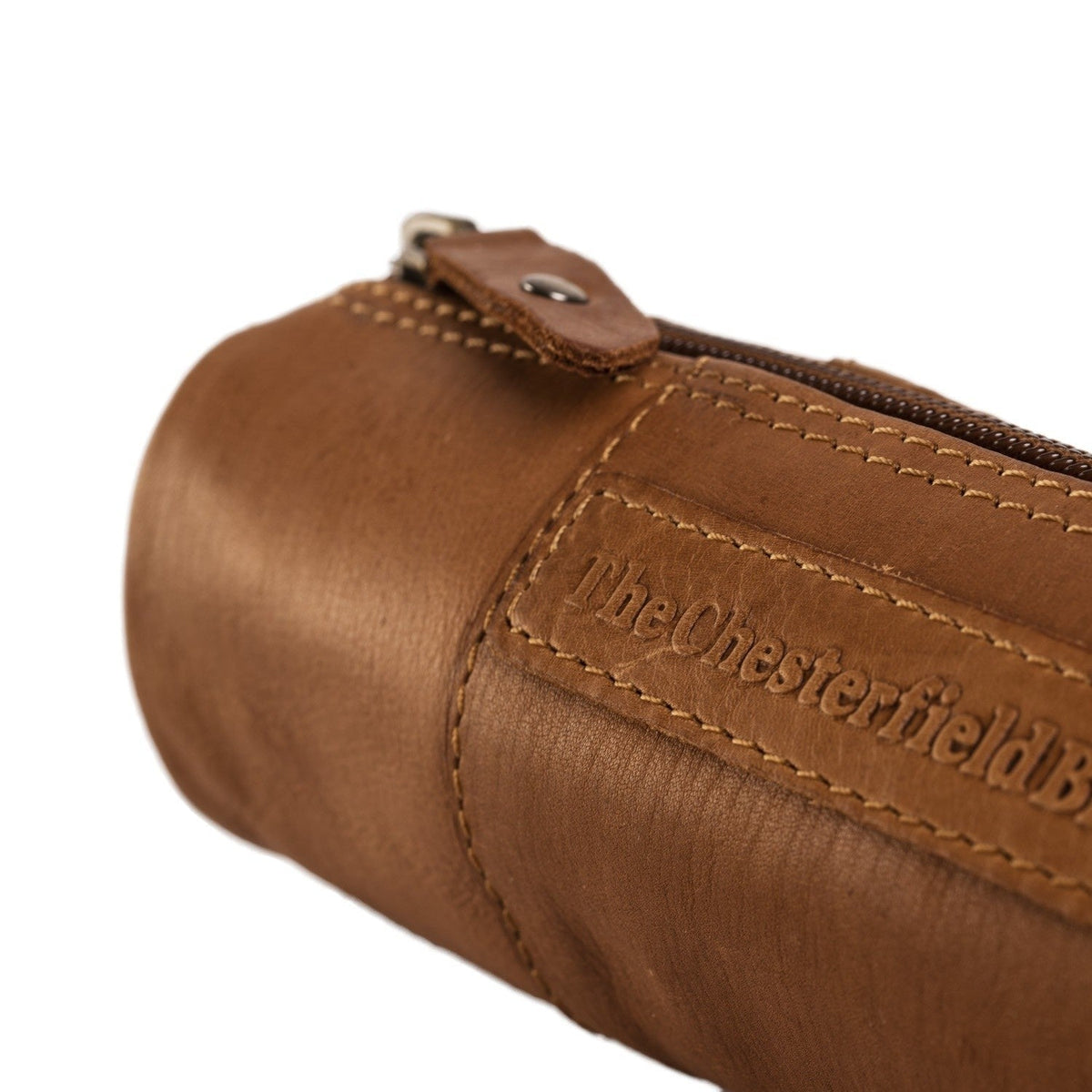 Cognac Leather Pencil Case Lea da Donna, detail view 3