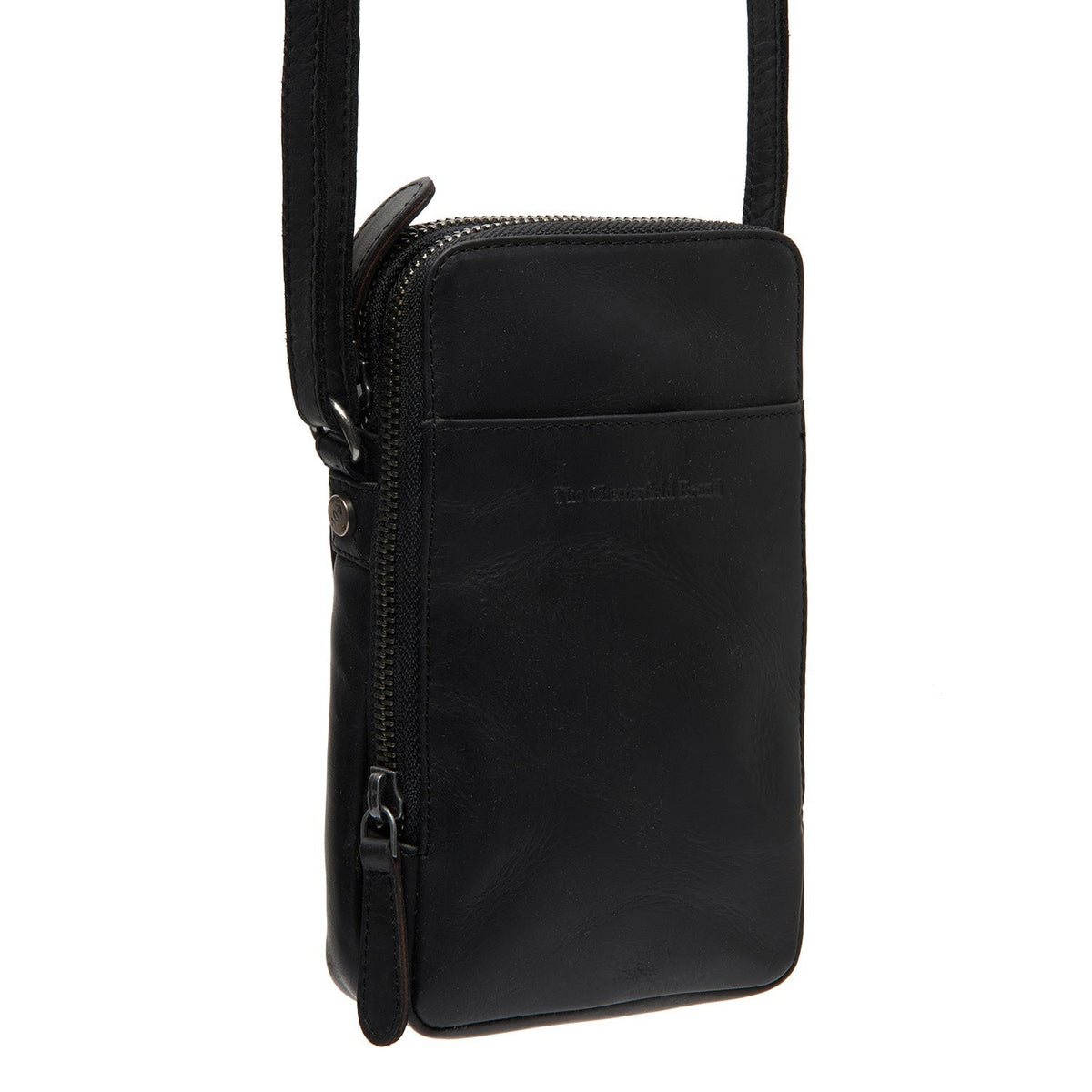 Alesund Full-Grain Leather Phone Bag da Donna in Classic 100% Full-Grain Leather - Vista frontale e linea su misura | Acquista online