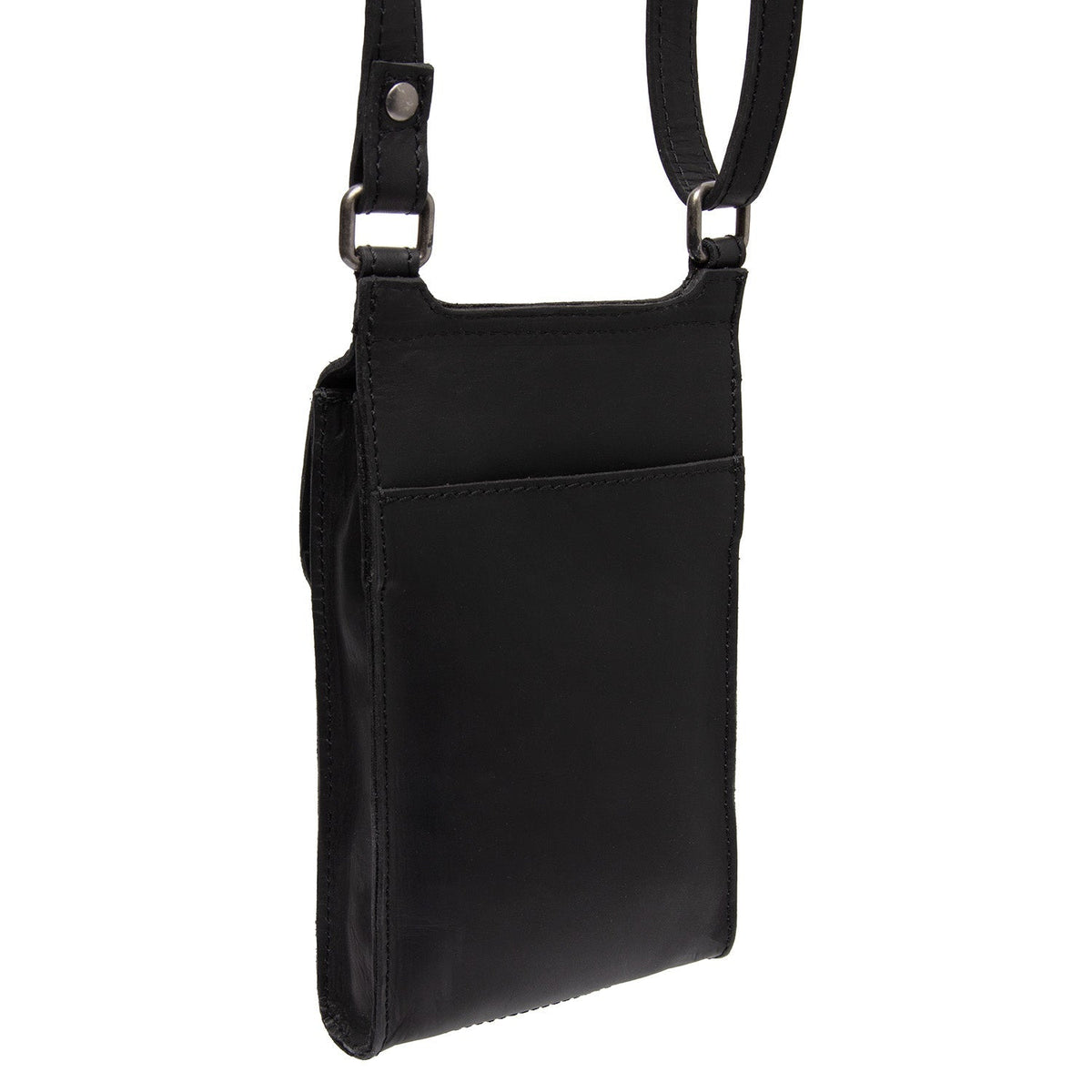 Tailored Rib Cuffs &amp; Hem Craftsmanship Construction Detail on Nebra Full-Grain Leather Phone Bag da Donna