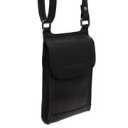 Nebra Full-Grain Leather Phone Bag da Donna in Classic 100% Full-Grain Leather - Vista frontale e linea su misura | Acquista online