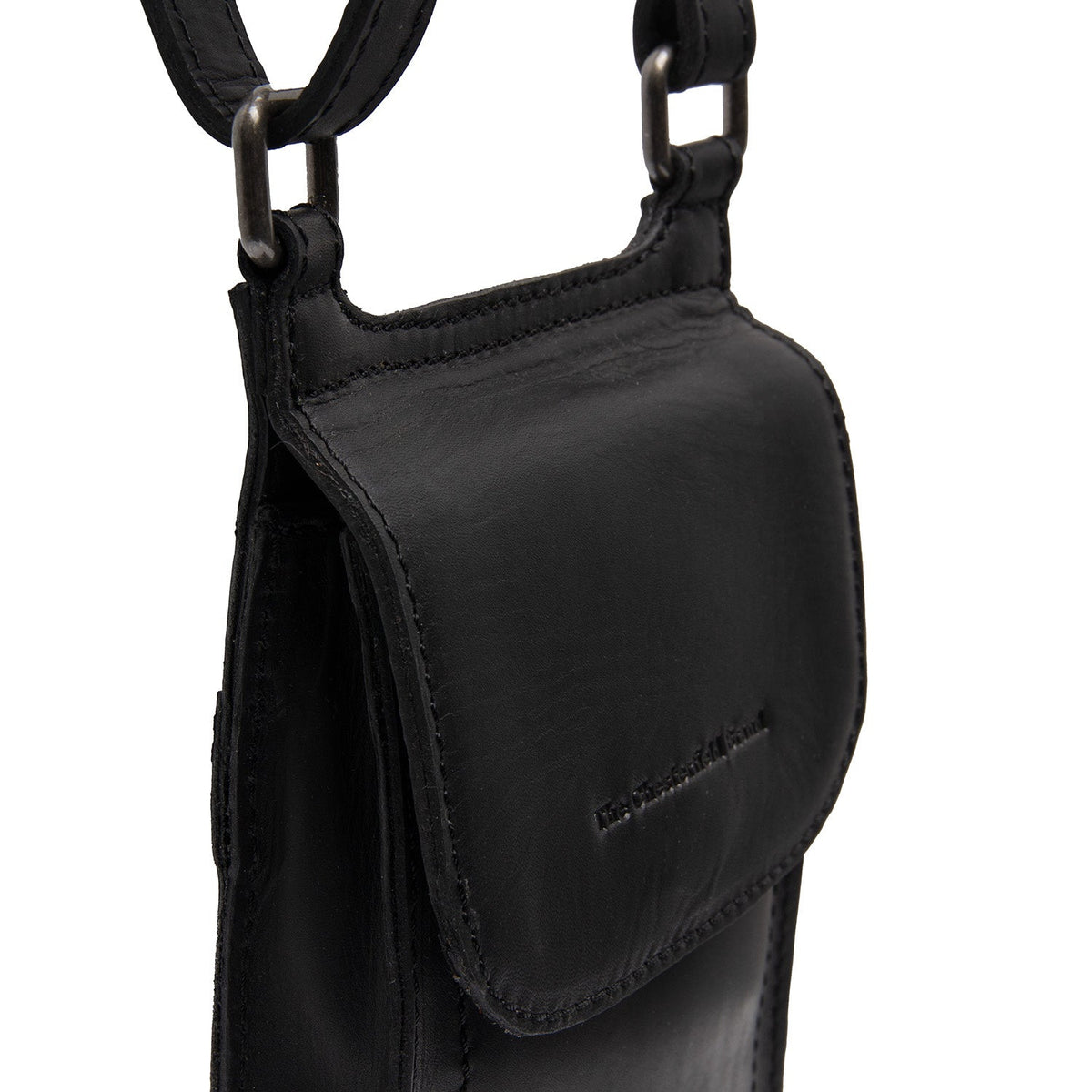 Nebra Full-Grain Leather Phone Bag da Donna - Lateral Side Profile View Showing Sleeve Cut &amp; Athletic Taper Fit