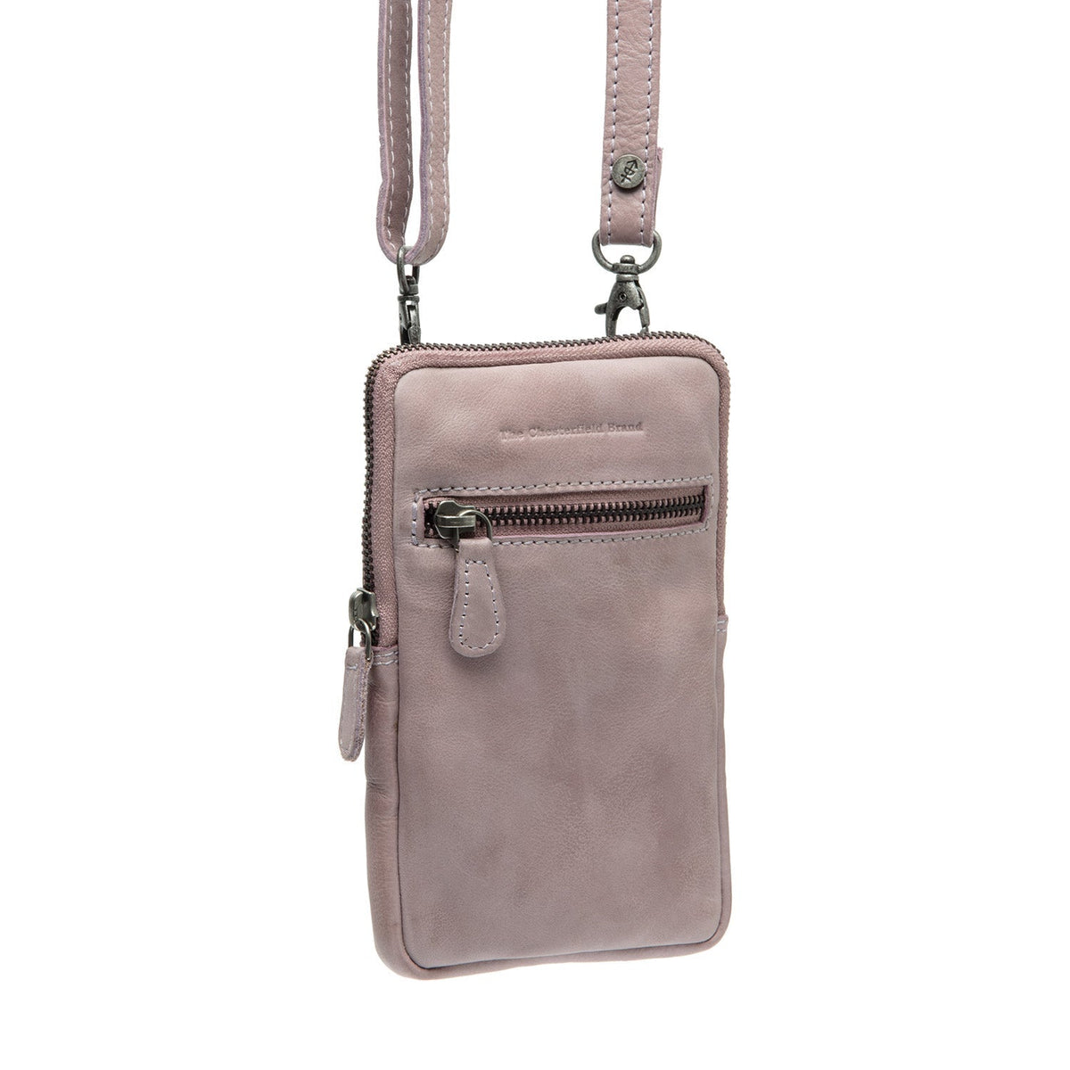 Salta Full-Grain Leather Phone Bag da Donna in Classic 100% Full-Grain Leather - Vista frontale e linea su misura | Acquista online