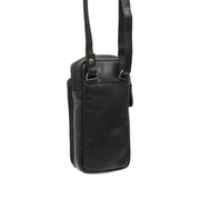 Styled Fit Perspective of Valdes Full-Grain Leather Phone Bag da Donna on Model - Natural Daylight Drape