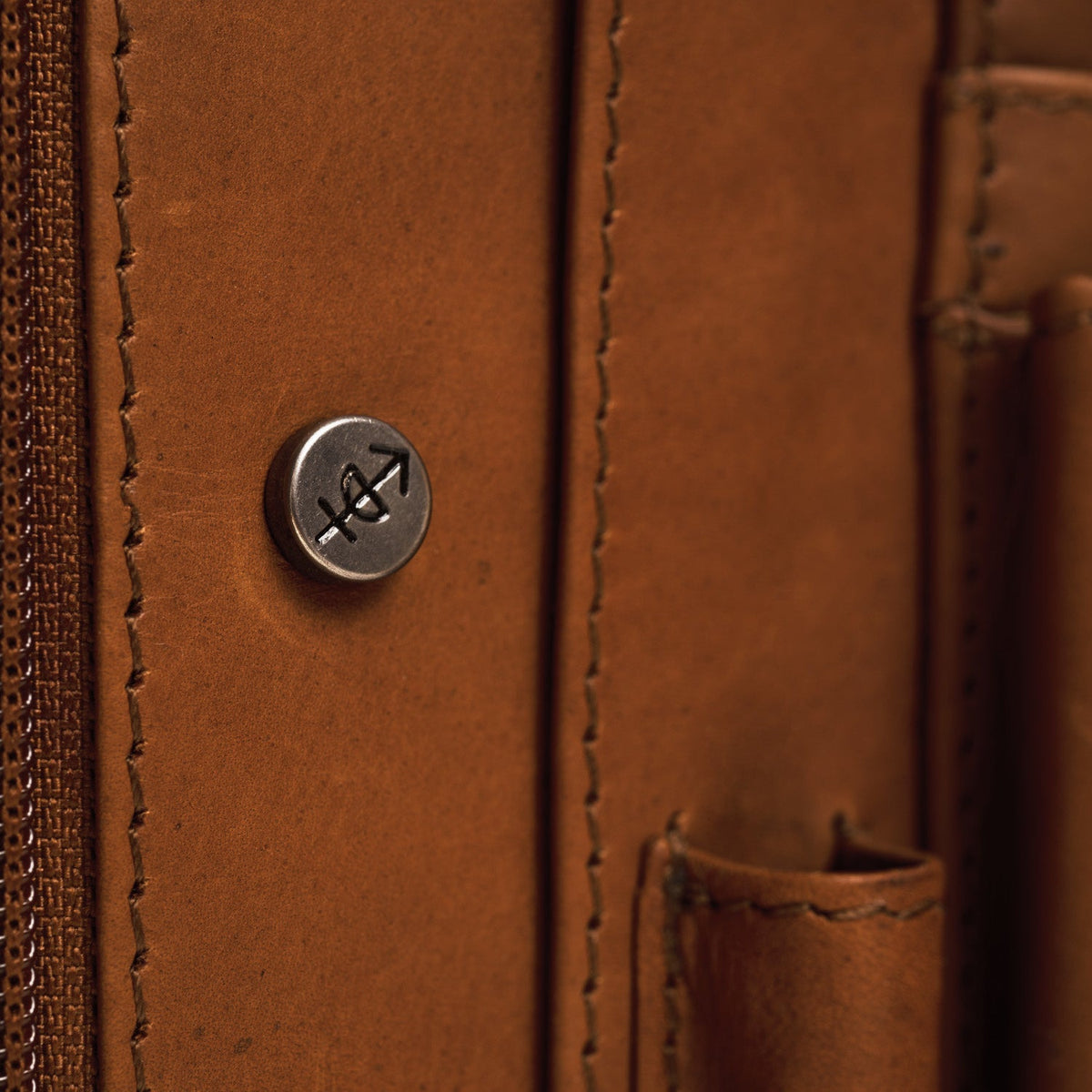 Cognac Leather Portfolio Barnet da Donna, detail view 4