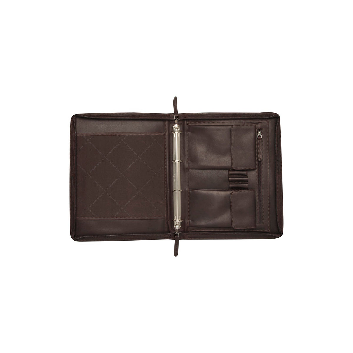 Styled Fit Perspective of Leather Portfolio Moreton da Donna on Model - Natural Daylight Drape