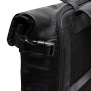 
Solid Antique Brass Hardware & Heavy-Duty Dual Zipper Detail on Bornholm Pelle Pieno Fiore Roll-top Backpack