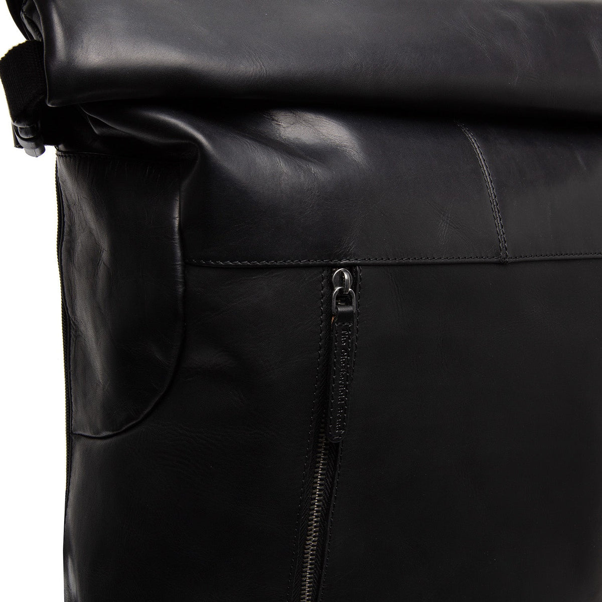 Liverpool Full-Grain Leather Roll-top Backpack da Donna - Structured Side Profile Showing Gusset Depth &amp; Expansion Capacity