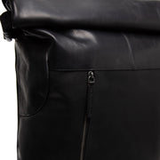 Liverpool Full-Grain Leather Roll-top Backpack da Donna - Structured Side Profile Showing Gusset Depth &amp; Expansion Capacity