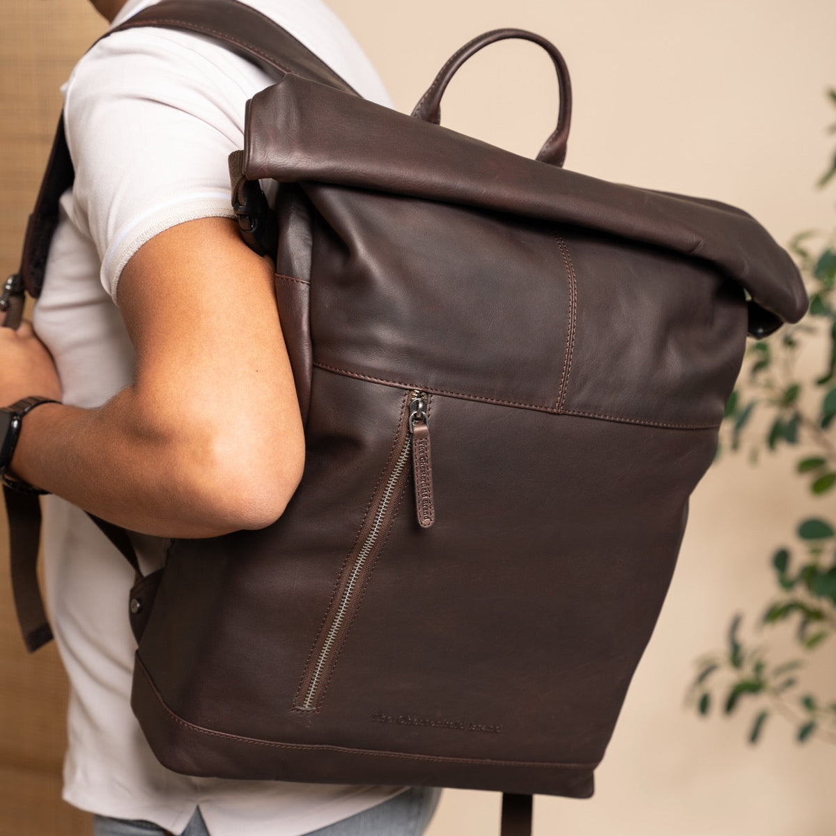 Liverpool Full-Grain Leather Roll-top Backpack da Donna – Vista prodotto alternativa 2