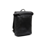 Mazara Full-Grain Leather Roll-top Backpack da Donna in Classic 100% Full-Grain Leather - Full Exterior Front Profile View | Acquista online