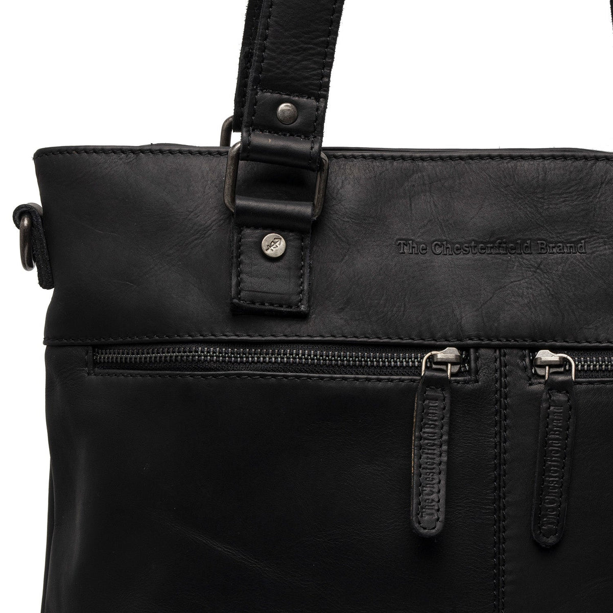 Solid Antique Brass Hardware &amp; Heavy-Duty Dual Zipper Detail on Rome Full-Grain Leather Shopper da Donna