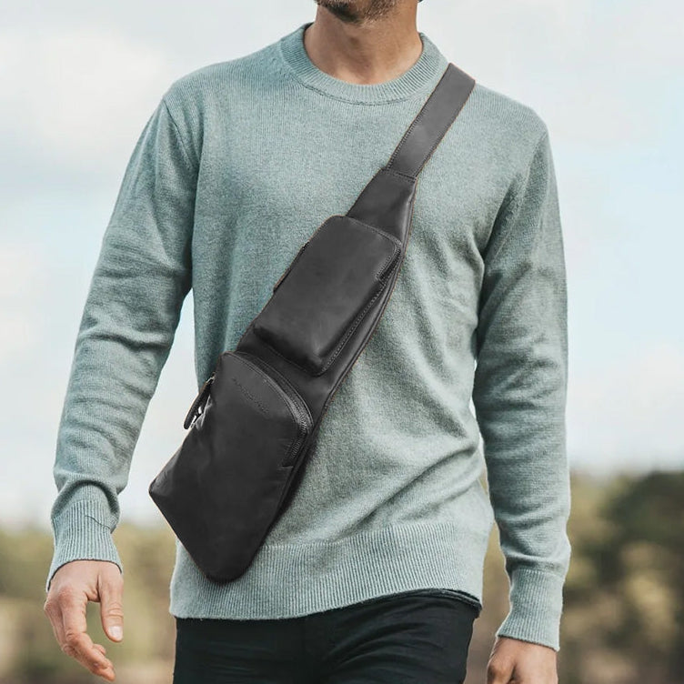 Classic 100% Full-Grain leather Bag - Rear Perspective Showing Reinforced Leather Straps & Stitching