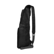 Leather Sling Bag Logan da Donna - Structured Side Profile Showing Gusset Depth &amp; Expansion Capacity