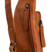Cognac Leather Sling Bag Logan da Donna, detail view 3