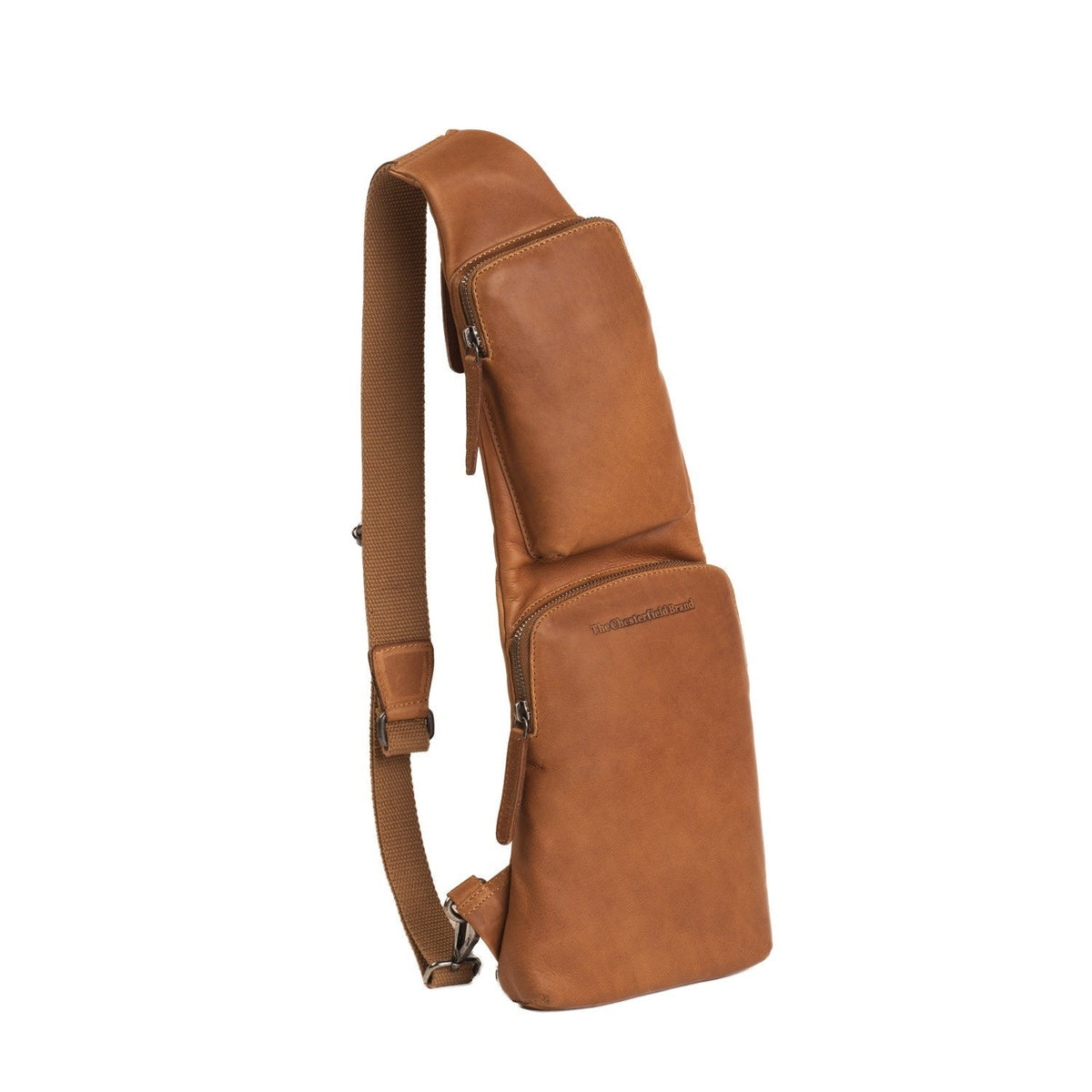 Cognac Leather Sling Bag Logan da Donna, front view
