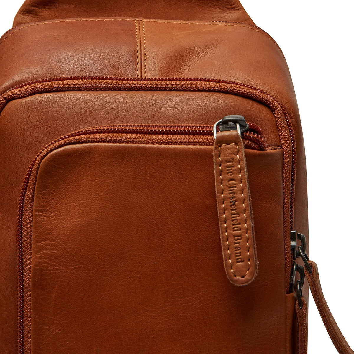 Cognac Leather Sling Bag Riga da Donna, detail view 3