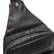 Solid Antique Brass Hardware &amp; Heavy-Duty Dual Zipper Detail on Leather Sling Bag Turelle da Donna