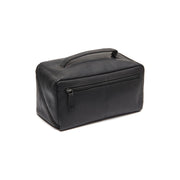 Tailored Rib Cuffs &amp; Hem Craftsmanship Construction Detail on Elmia Full-Grain Leather Toiletry Bag da Donna