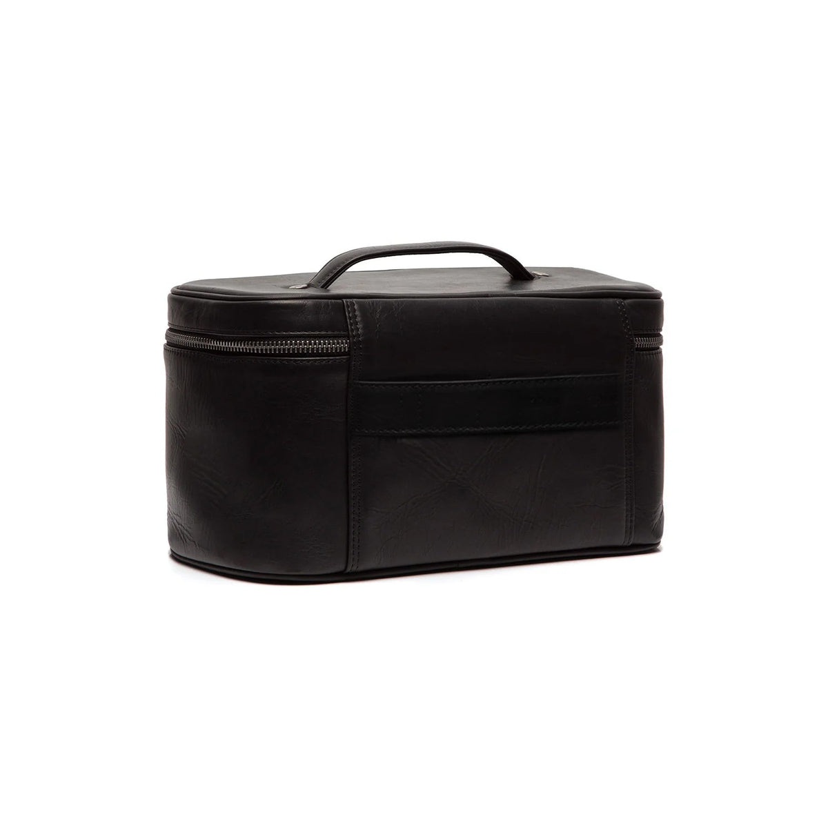 Tailored Rib Cuffs &amp; Hem Craftsmanship Construction Detail on Limone Full-Grain Leather Toiletry Bag da Donna