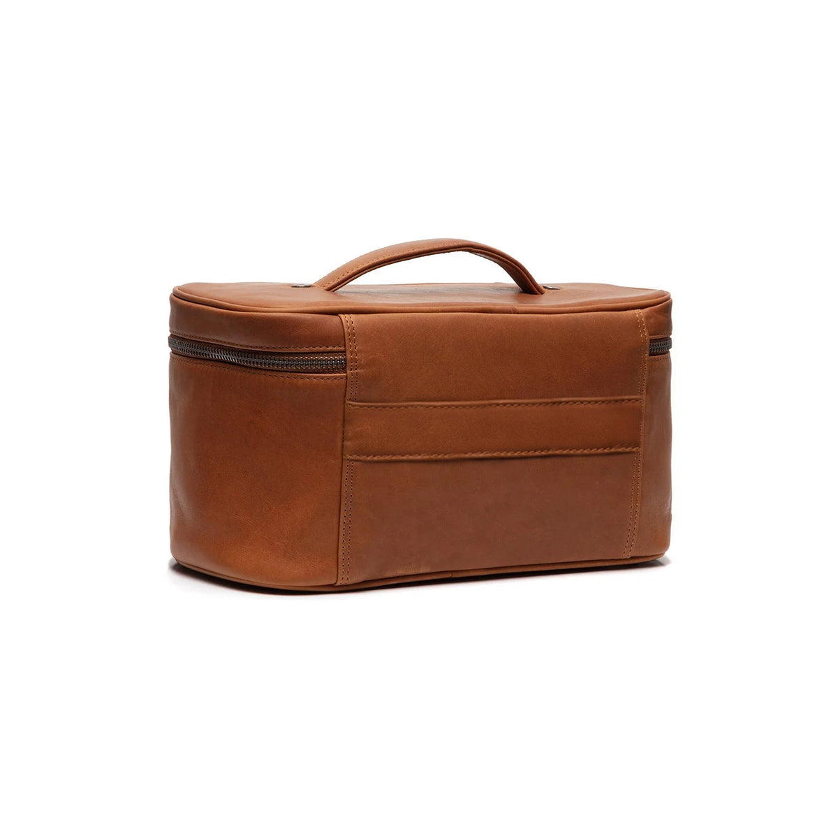 Cognac Leather Toiletry Bag Limone, detail view 5