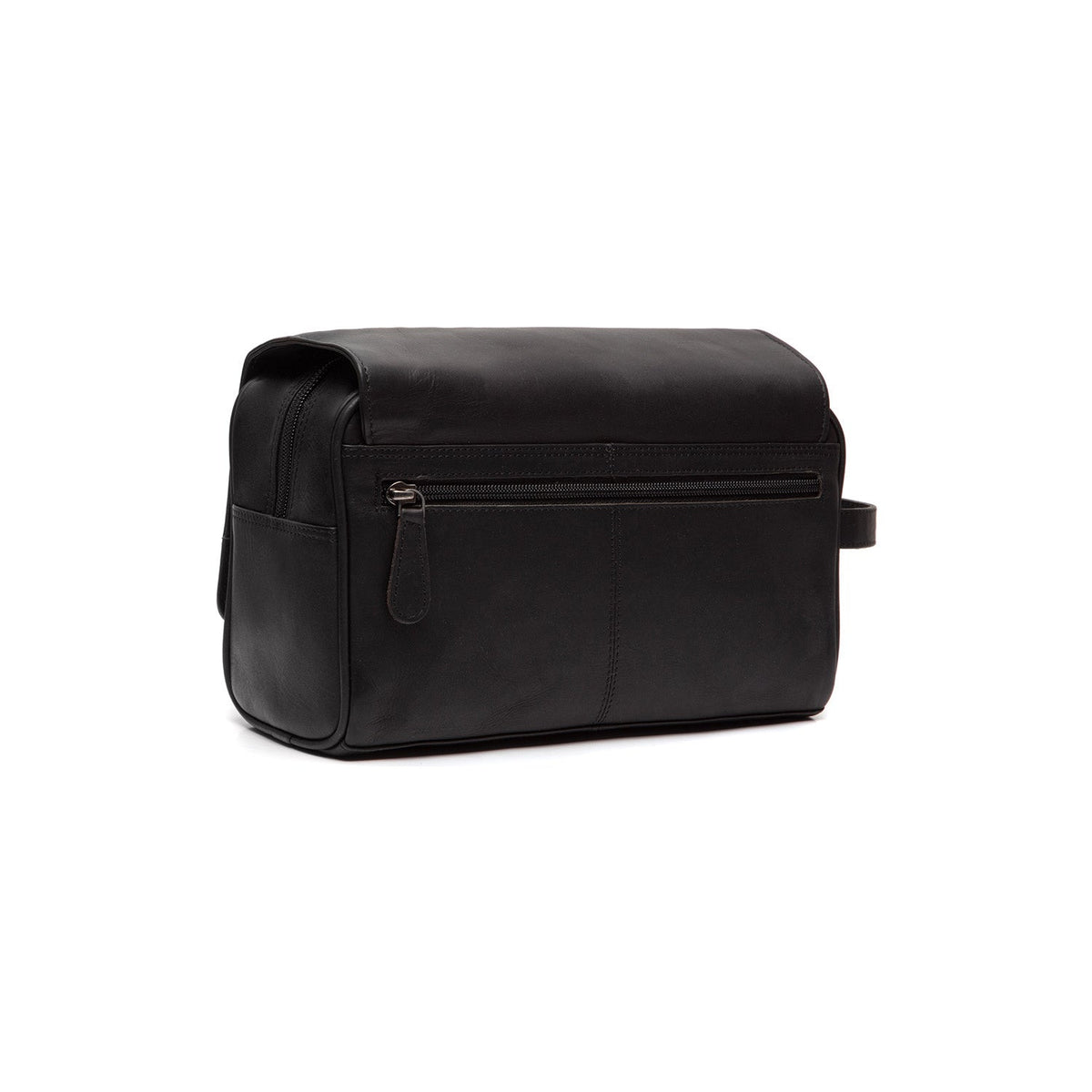 Tailored Rib Cuffs &amp; Hem Craftsmanship Construction Detail on Rosario Full-Grain Leather Toiletry Bag da Donna