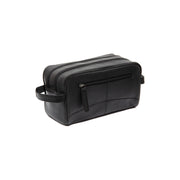 Styled Fit Perspective of Stacey Full-Grain Leather Toiletry Bag da Donna on Model - Natural Daylight Drape