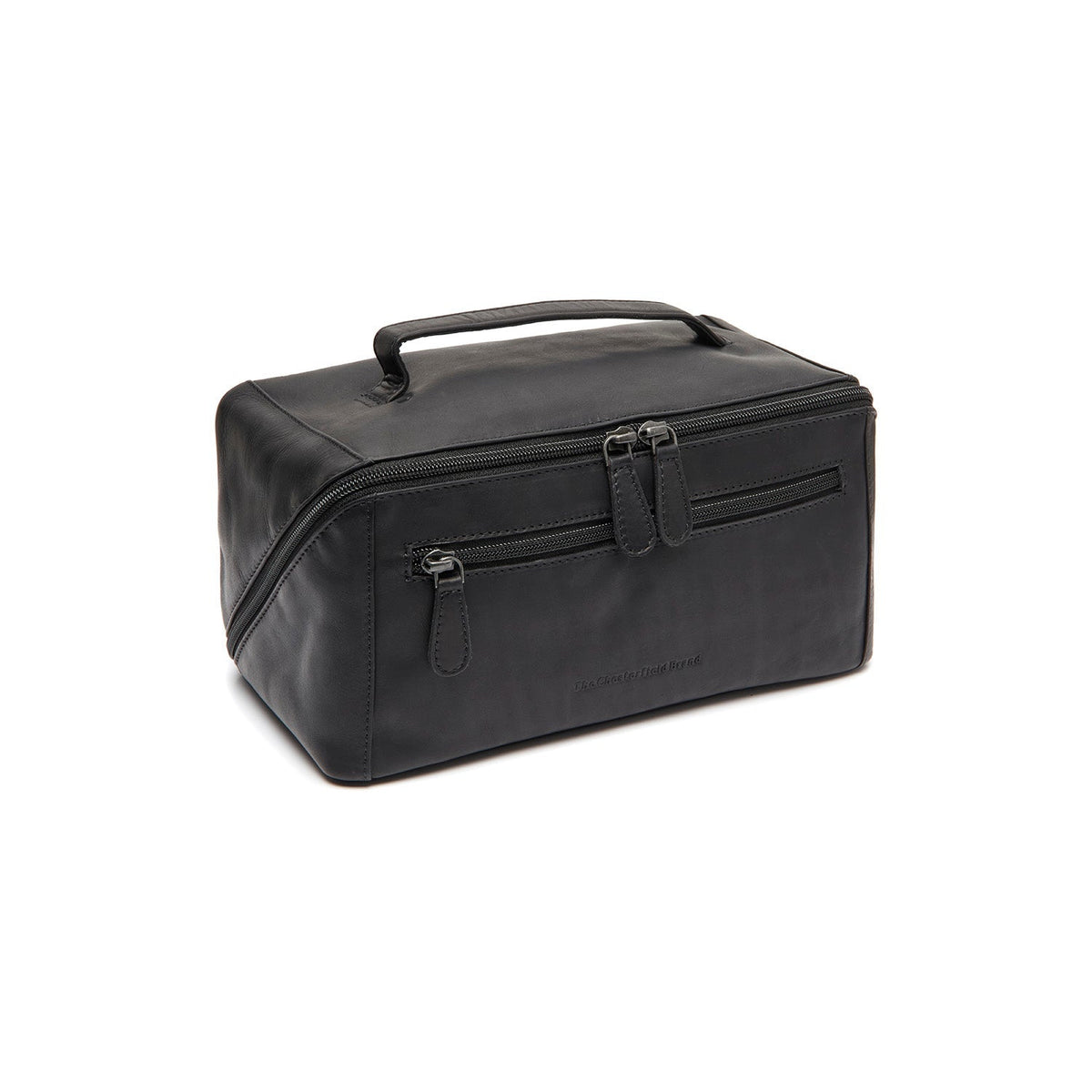 Trevia Full-Grain Leather Toiletry Bag da Donna in Classic 100% Full-Grain Leather - Vista frontale e linea su misura | Acquista online
