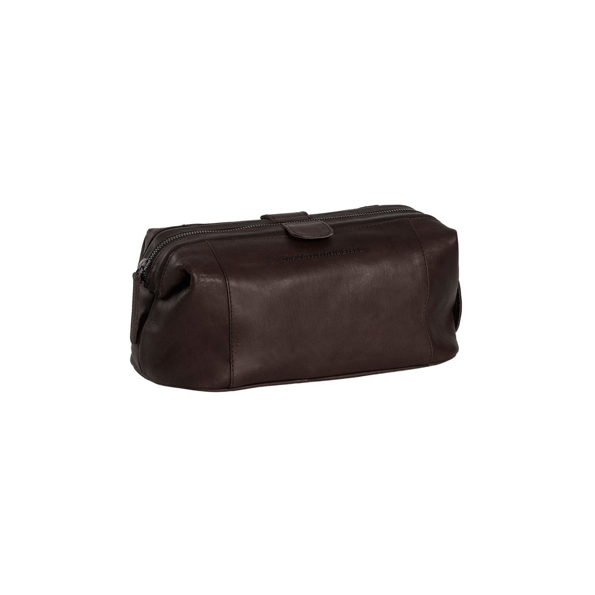 Tailored Rib Cuffs &amp; Hem Craftsmanship Construction Detail on Vince Full-Grain Leather Toiletry Bag da Donna