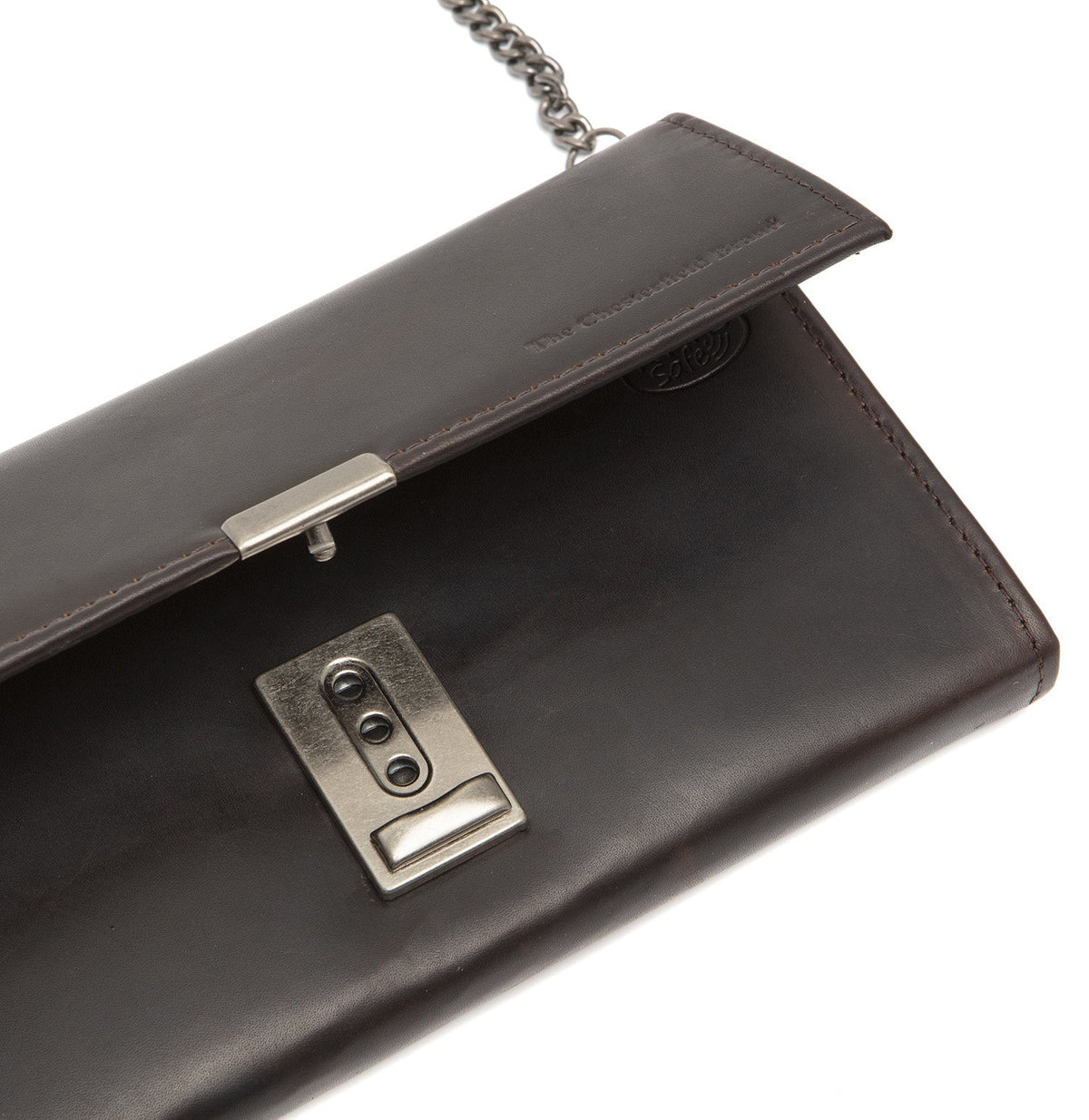 Solid Antique Brass Hardware &amp; Heavy-Duty Dual Zipper Detail on Bora Full-Grain Leather Waiter Wallet da Donna