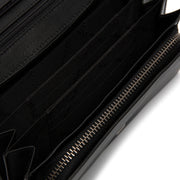 Solid Antique Brass Hardware &amp; Heavy-Duty Dual Zipper Detail on Arvento Full-Grain Portafoglio in Pelle da Donna