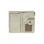 
Solid Antique Brass Hardware & Heavy-Duty Dual Zipper Detail on Fresno Portafoglio in pelle pieno fiore