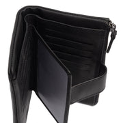 Solid Antique Brass Hardware &amp; Heavy-Duty Dual Zipper Detail on Landau Full-Grain Portafoglio in Pelle da Donna