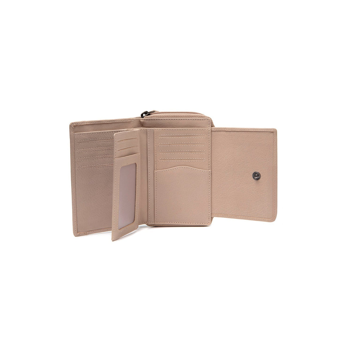 Solid Antique Brass Hardware &amp; Heavy-Duty Dual Zipper Detail on Orveta Full-Grain Portafoglio in Pelle da Donna