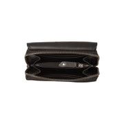 Solid Antique Brass Hardware &amp; Heavy-Duty Dual Zipper Detail on Salviano Full-Grain Portafoglio in Pelle da Donna