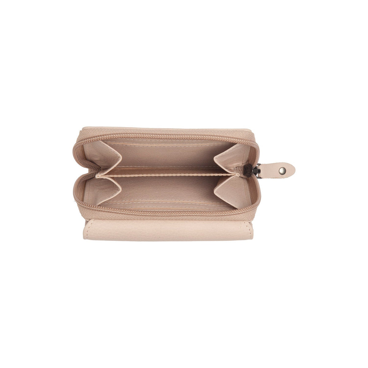 Solid Antique Brass Hardware &amp; Heavy-Duty Dual Zipper Detail on Zelan Full-Grain Portafoglio in Pelle da Donna