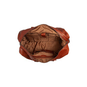 Solid Antique Brass Hardware &amp; Heavy-Duty Dual Zipper Detail on Cavoli Full-Grain Leather Weekender Bag da Donna