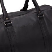 Solid Antique Brass Hardware &amp; Heavy-Duty Dual Zipper Detail on Melbourne Full-Grain Leather Weekender Bag da Donna