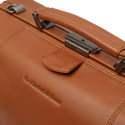 Classic 100% Full-Grain Leather Duffle Bag - Rear Perspective Showing Reinforced Leather Straps &amp; Stitching