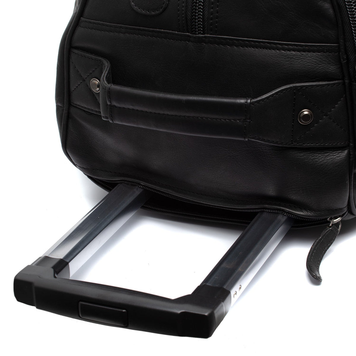 Solid Antique Brass Hardware &amp; Heavy-Duty Dual Zipper Detail on Leather Weekender Trolley Jayven da Donna