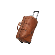 Cognac Leather Weekender Trolley Jayven da Donna, front view