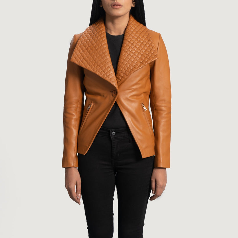 Lee Cuoio Marrone Blazer in Pelle in Pelle da Donna