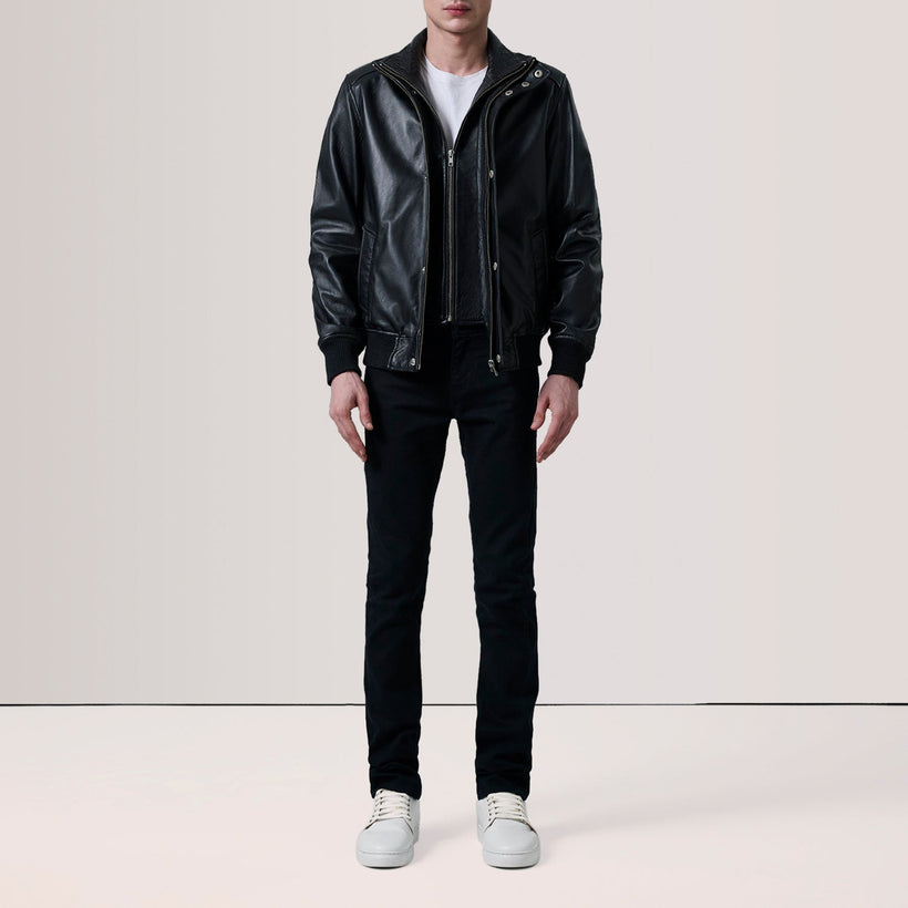 Lester Marrone Suede Bomber in Pelle da Uomo