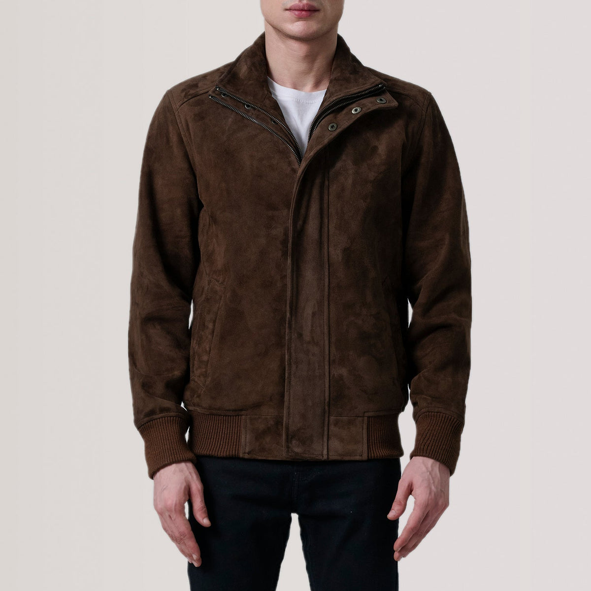 Lester Marrone Suede Bomber in Pelle da Uomo – Vista prodotto alternativa 3