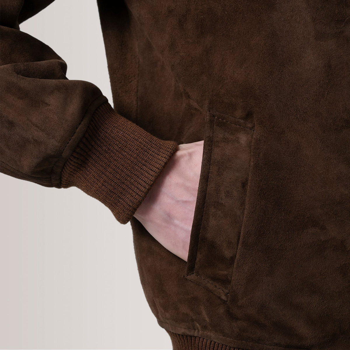 Lester Marrone Suede Bomber in Pelle da Uomo – Vista prodotto alternativa 6
