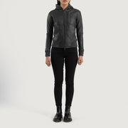 Luna Hooded Bomber in Pelle da Donna – Vista prodotto alternativa 3