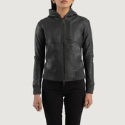 Luna Hooded Bomber in Pelle da Donna – Vista prodotto alternativa 4